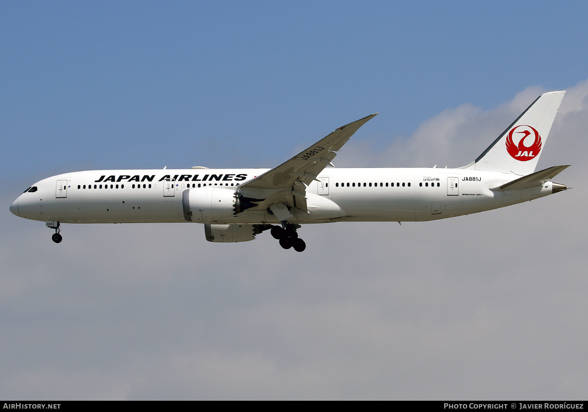 Aircraft Photo of JA881J | Boeing 787-9 Dreamliner | Japan Airlines - JAL | AirHistory.net #711414