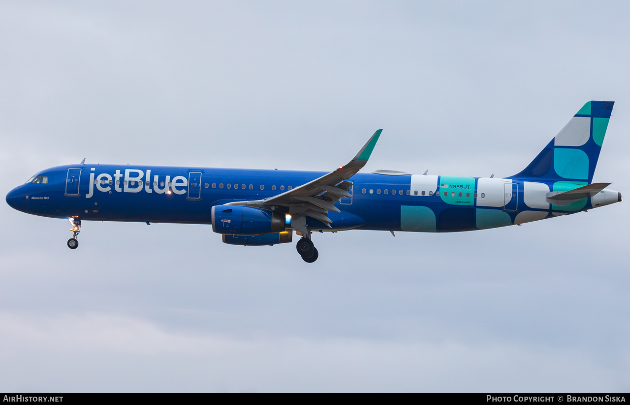 Aircraft Photo of N985JT | Airbus A321-231 | JetBlue Airways | AirHistory.net #711487