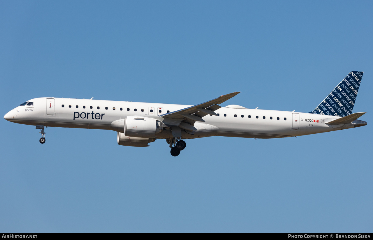 Aircraft Photo of C-GZQC | Embraer 195-E2 (ERJ-190-400) | Porter Airlines | AirHistory.net #713177