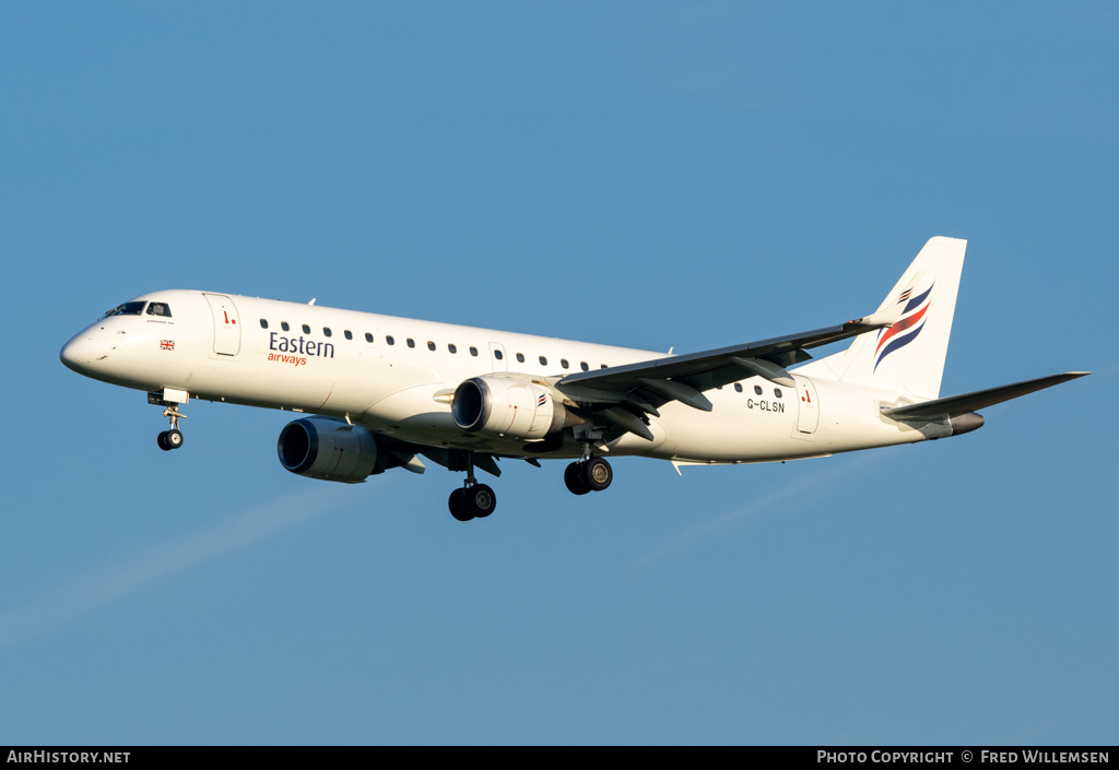 Aircraft Photo of G-CLSN | Embraer 190LR (ERJ-190-100LR) | Eastern Airways | AirHistory.net #715088