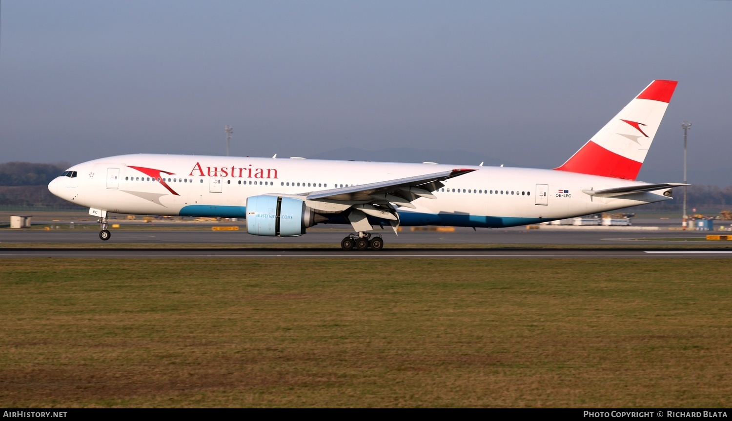 Aircraft Photo of OE-LPC | Boeing 777-2Z9/ER | Austrian Airlines | AirHistory.net #718696