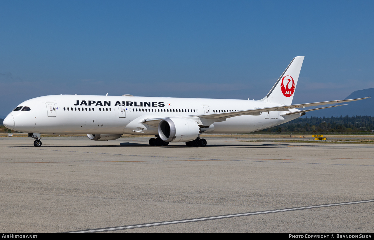 Aircraft Photo of JA862J | Boeing 787-9 Dreamliner | Japan Airlines - JAL | AirHistory.net #718721