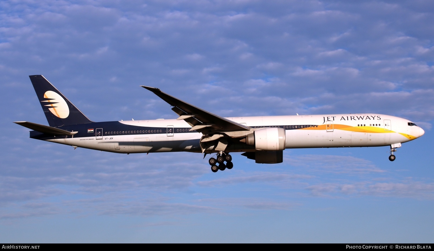 Aircraft Photo of VT-JEK | Boeing 777-35E/ER | Jet Airways | AirHistory.net #719041