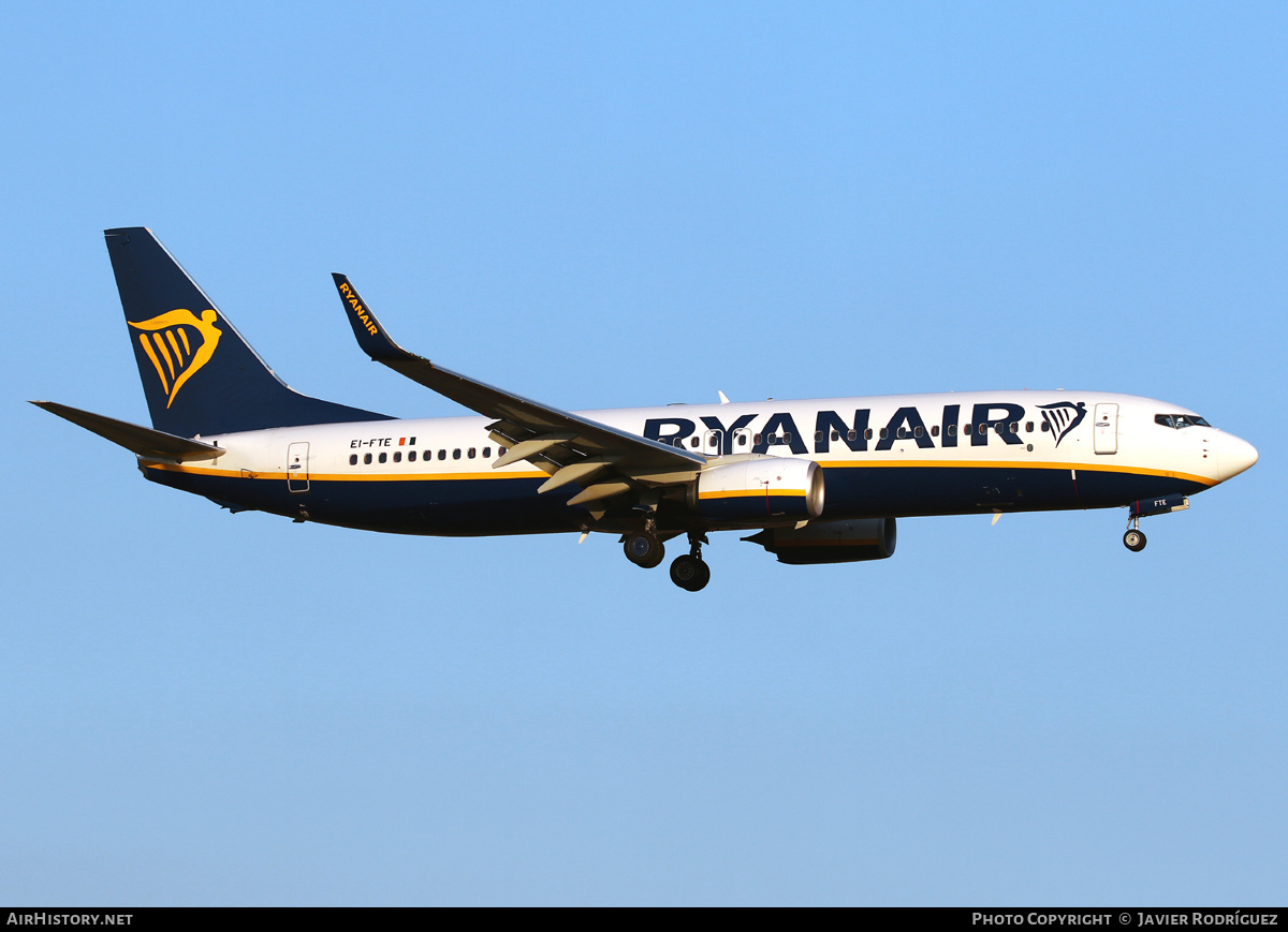 Aircraft Photo of EI-FTE | Boeing 737-800 | Ryanair | AirHistory.net #719121