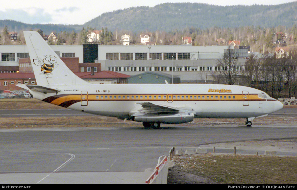 Aircraft Photo of LN-NPB | Boeing 737-2R4C/Adv | Busy Bee of Norway | AirHistory.net #719314