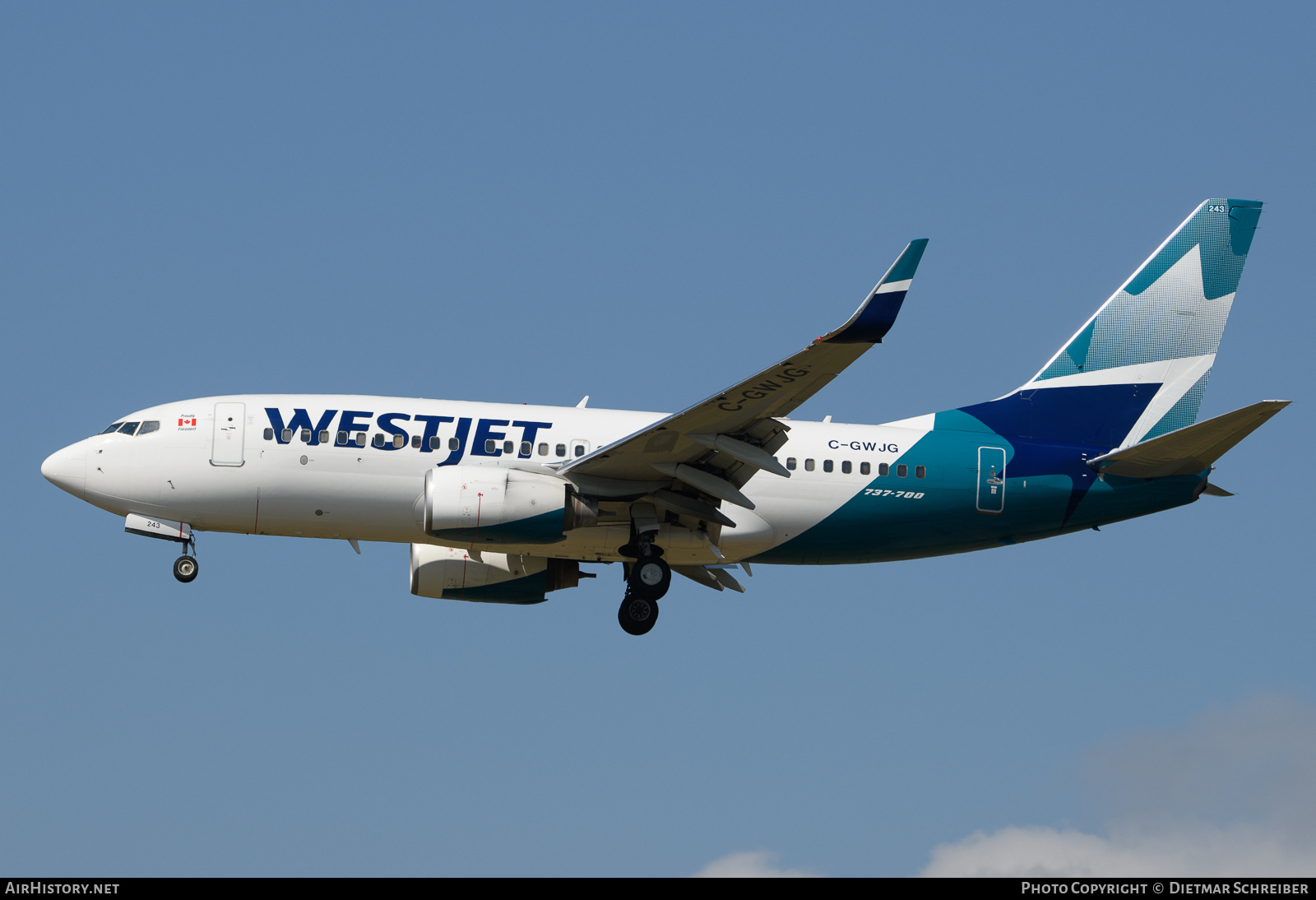 Aircraft Photo of C-GWJG | Boeing 737-7CT | WestJet | AirHistory.net #722162