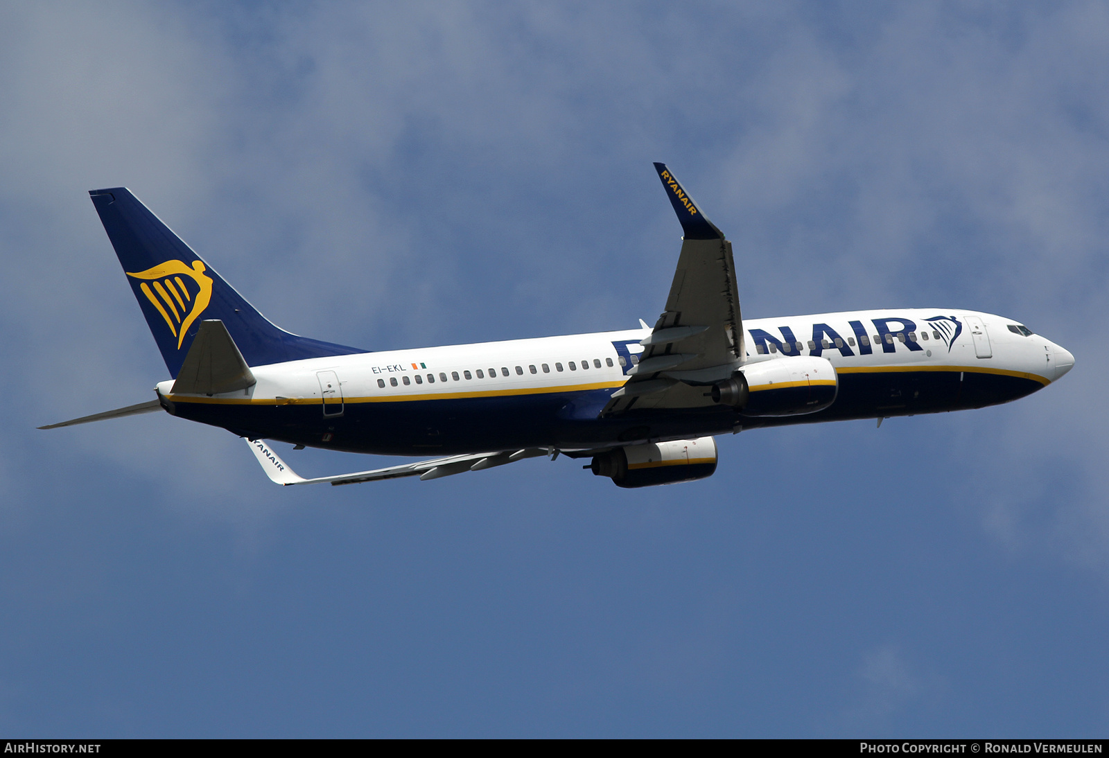 Aircraft Photo of EI-EKL | Boeing 737-8AS | Ryanair | AirHistory.net #728092