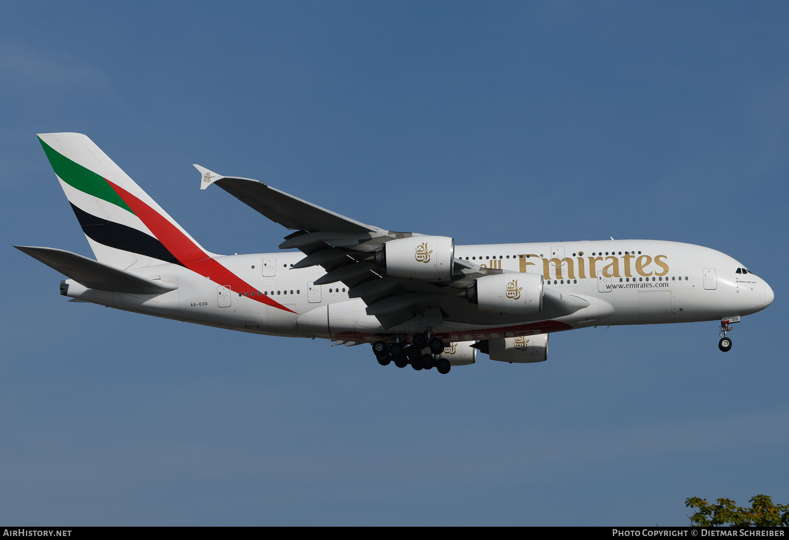 Aircraft Photo of A6-EOD | Airbus A380-861 | Emirates | AirHistory.net #728981
