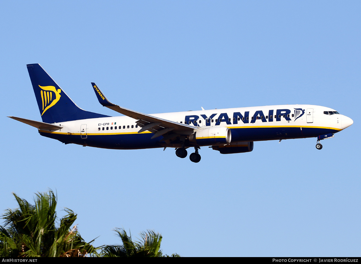 Aircraft Photo of EI-EPB | Boeing 737-8AS | Ryanair | AirHistory.net #730304