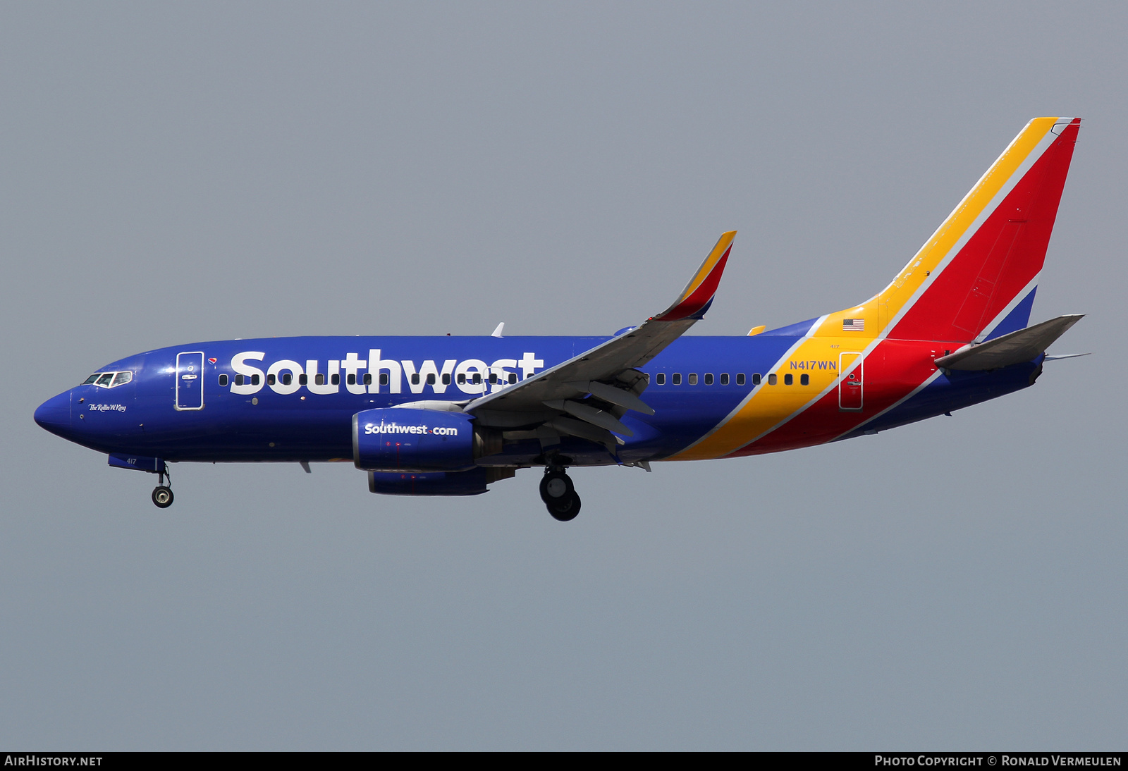 Aircraft Photo of N417WN | Boeing 737-7H4 | Southwest Airlines | AirHistory.net #732280