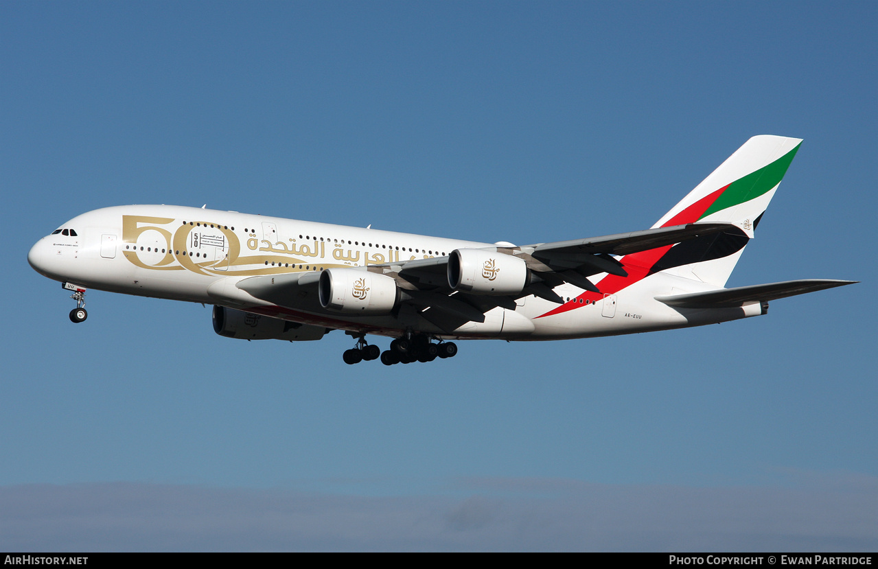 Aircraft Photo of A6-EUU | Airbus A380-842 | Emirates | AirHistory.net #732814