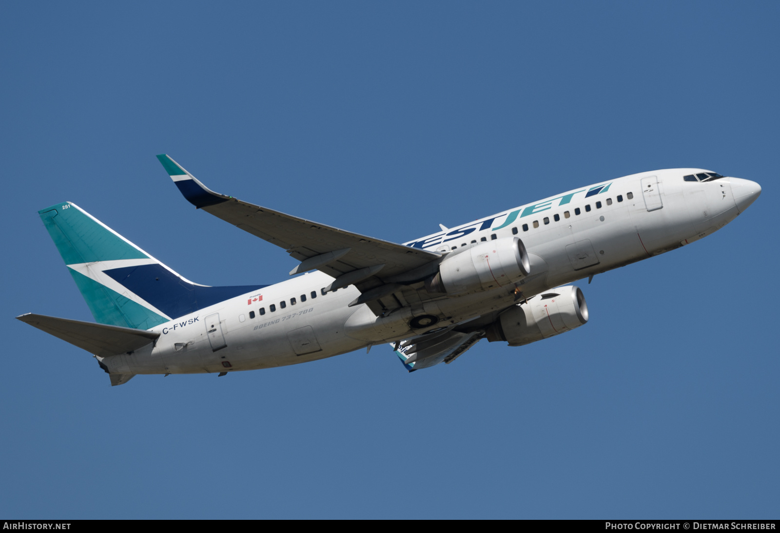 Aircraft Photo of C-FWSK | Boeing 737-7CT | WestJet | AirHistory.net #733045