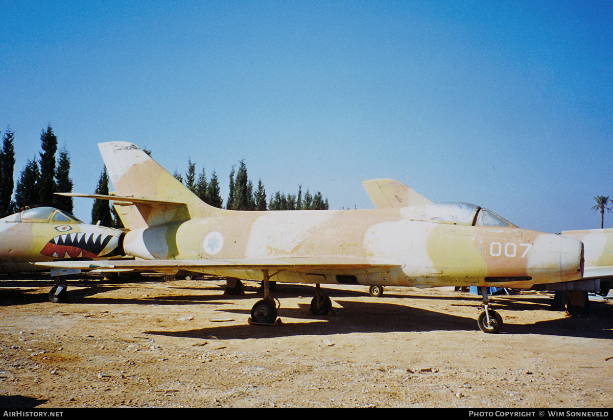 Aircraft Photo of 007 | Dassault MD-454 Mystere IVA | Israel - Air Force | AirHistory.net #734328