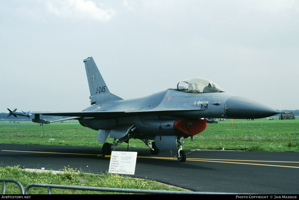 Aircraft Photo of J-245 | General Dynamics F-16A Fighting Falcon | Netherlands - Air Force | AirHistory.net #734548