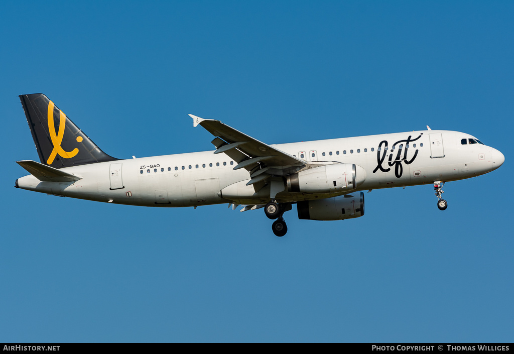 Aircraft Photo of ZS-GAO | Airbus A320-231 | Lift | AirHistory.net #735604