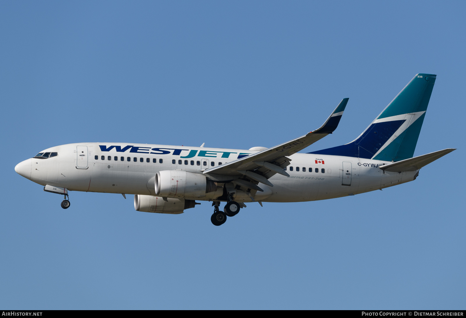 Aircraft Photo of C-GYWJ | Boeing 737-7CT | WestJet | AirHistory.net #736655