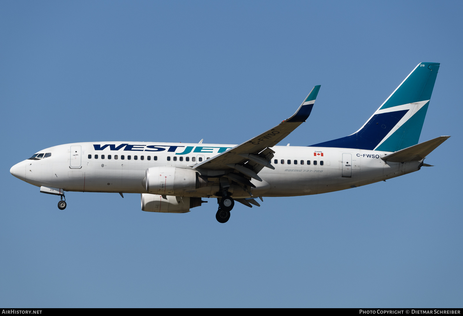 Aircraft Photo of C-FWSO | Boeing 737-7CT | WestJet | AirHistory.net #737228