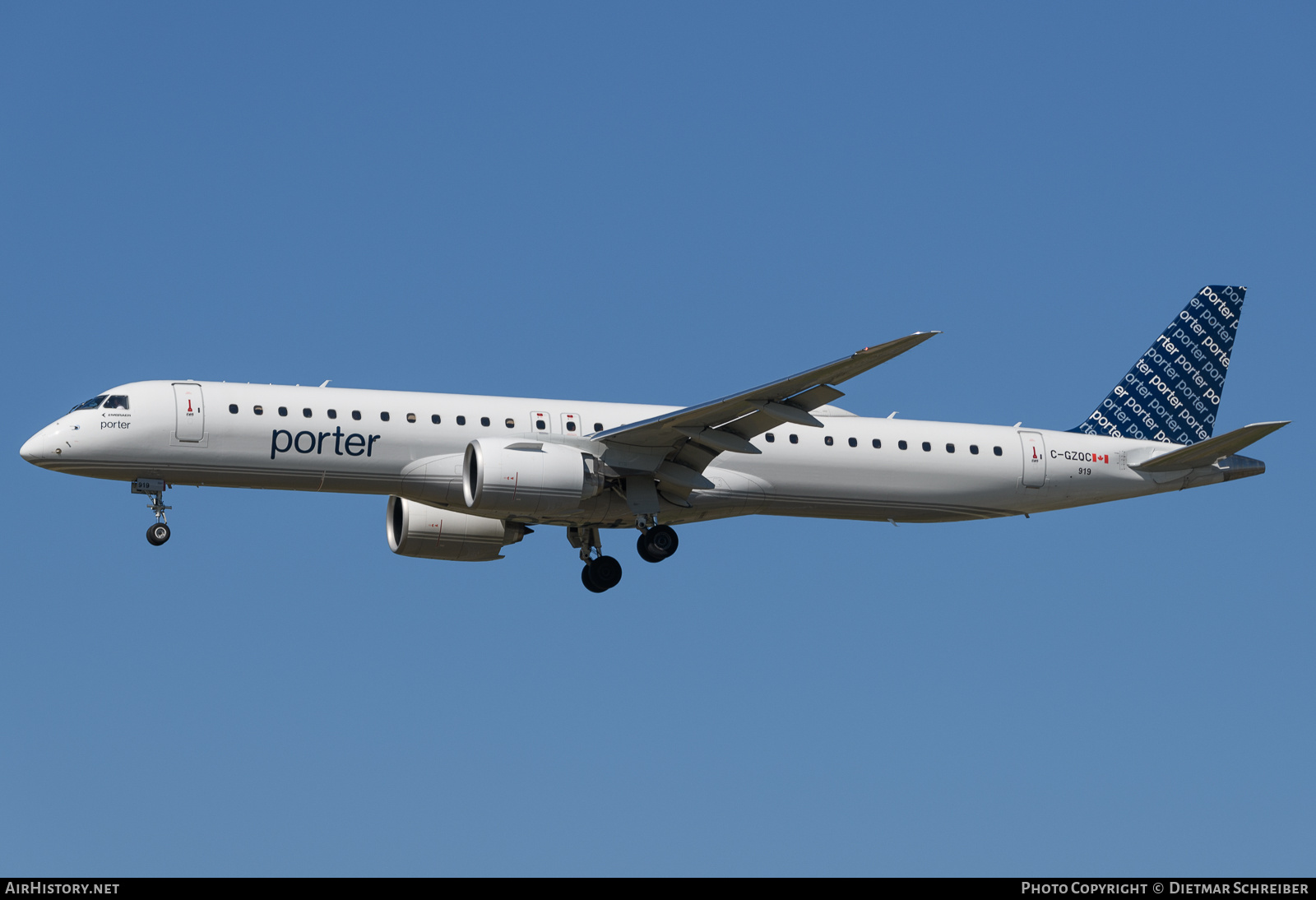 Aircraft Photo of C-GZQC | Embraer 195-E2 (ERJ-190-400) | Porter Airlines | AirHistory.net #737473