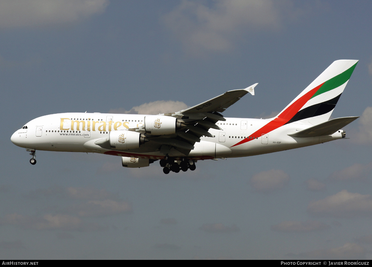 Aircraft Photo of A6-EDF | Airbus A380-861 | Emirates | AirHistory.net #737816