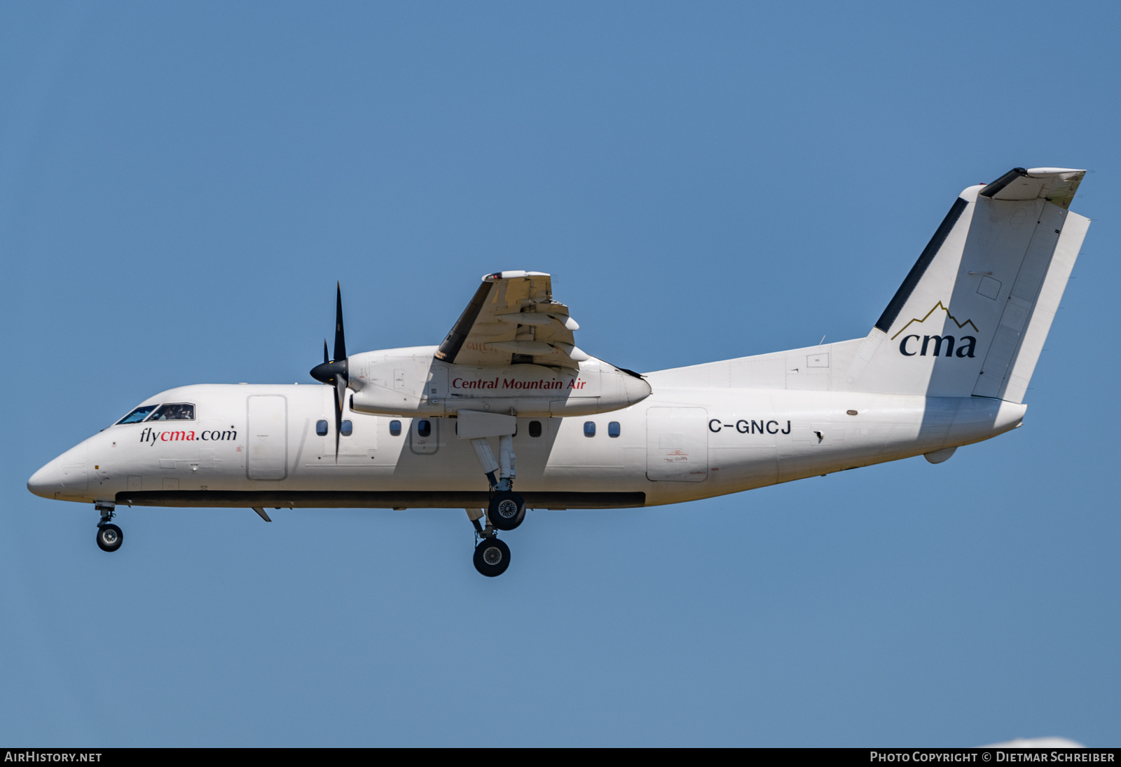 Aircraft Photo of C-GNCJ | De Havilland Canada DHC-8-102 Dash 8 | Central Mountain Air - CMA | AirHistory.net #737895