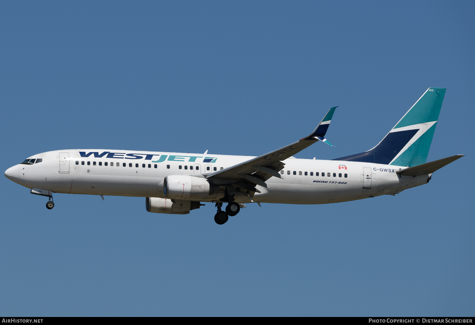 Aircraft Photo of C-GWSX | Boeing 737-8CT | WestJet | AirHistory.net #737956