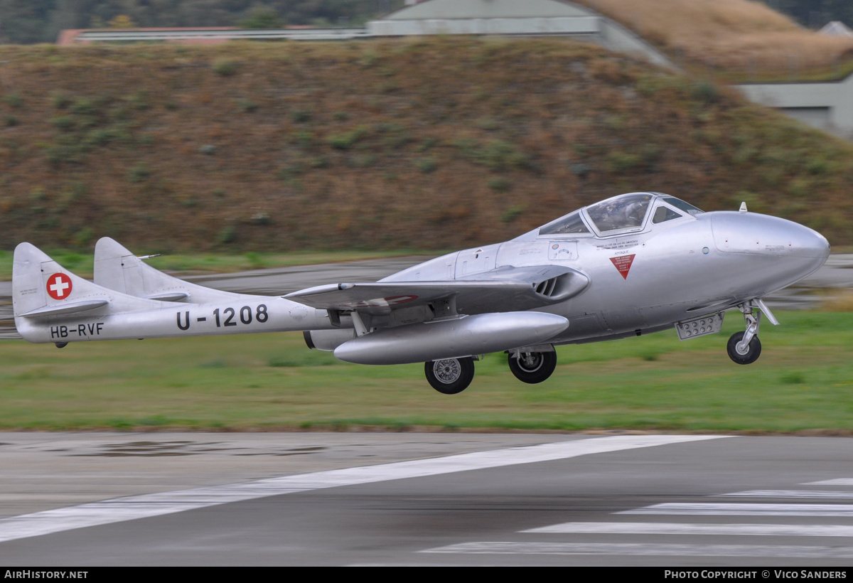 Aircraft Photo of HB-RVF / U-1208 | De Havilland D.H. 115 Vampire T55 | Switzerland - Air Force | AirHistory.net #738038