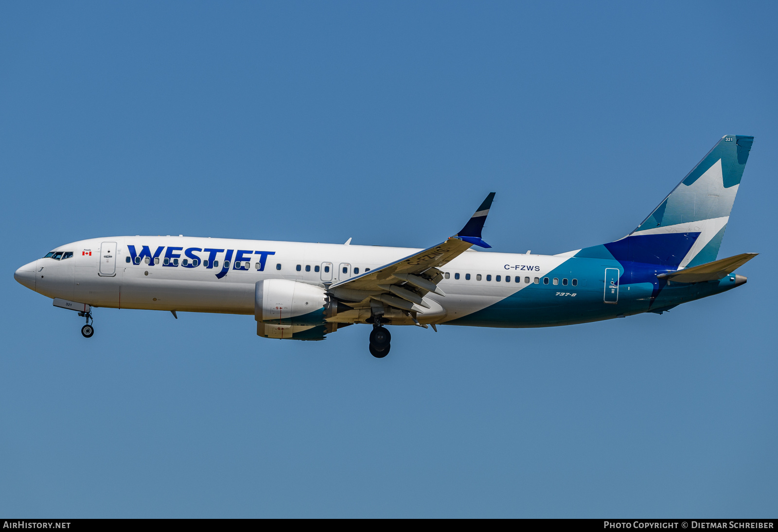 Aircraft Photo of C-FZWS | Boeing 737-8 Max 8 | WestJet | AirHistory.net #738057