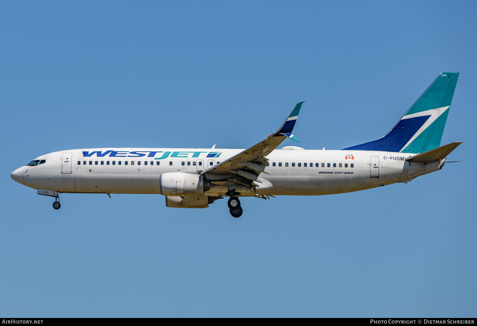 Aircraft Photo of C-FUSM | Boeing 737-8CT | WestJet | AirHistory.net #738130