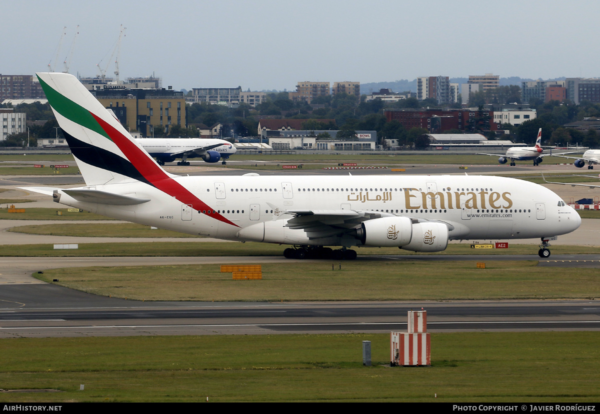 Aircraft Photo of A6-EUC | Airbus A380-861 | Emirates | AirHistory.net #738250