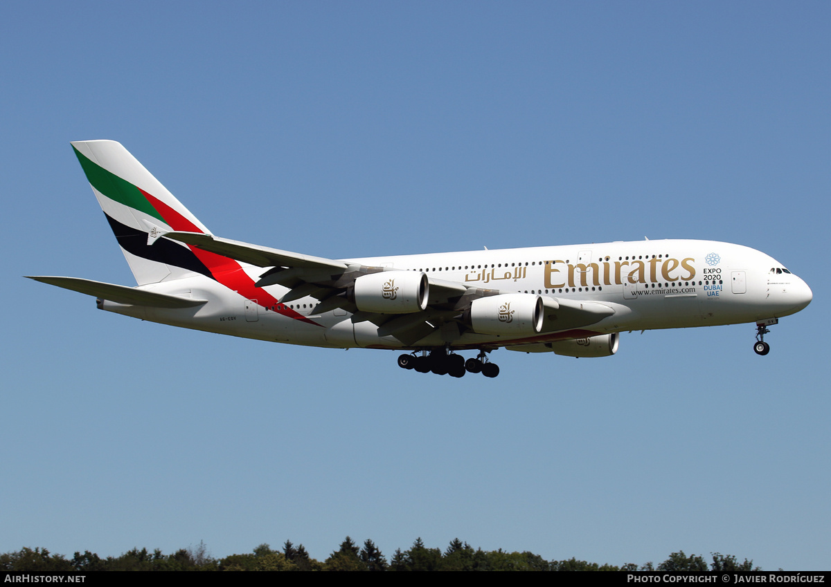 Aircraft Photo of A6-EOV | Airbus A380-861 | Emirates | AirHistory.net #739538