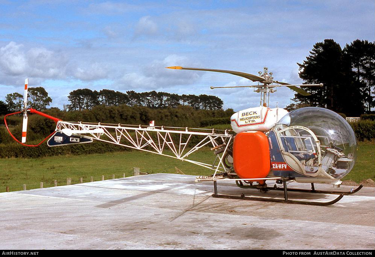 Aircraft Photo of ZK-HFV | Bell 47G-3B-2 | Beck Helicopters | AirHistory.net #740430