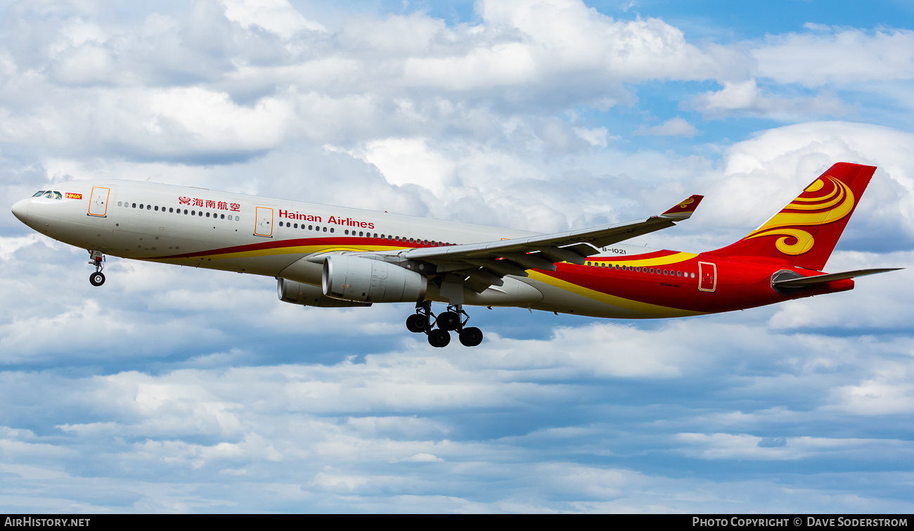 Aircraft Photo of B-1021 | Airbus A330-343E | Hainan Airlines | AirHistory.net #741500