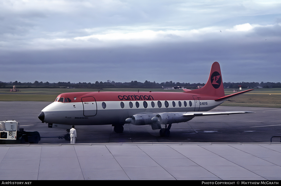 Aircraft Photo of G-AOYS | Vickers 806 Viscount | Cambrian Airways | AirHistory.net #741635