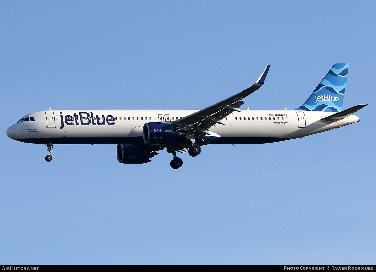 Aircraft Photo of N4064J | Airbus A321-271NX | JetBlue Airways | AirHistory.net #741675