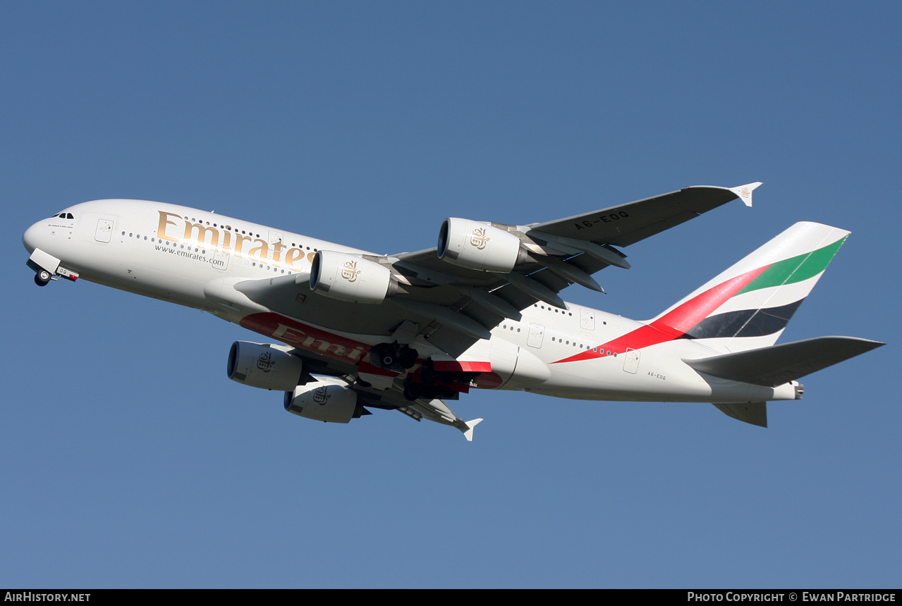 Aircraft Photo of A6-EOQ | Airbus A380-861 | Emirates | AirHistory.net #742553