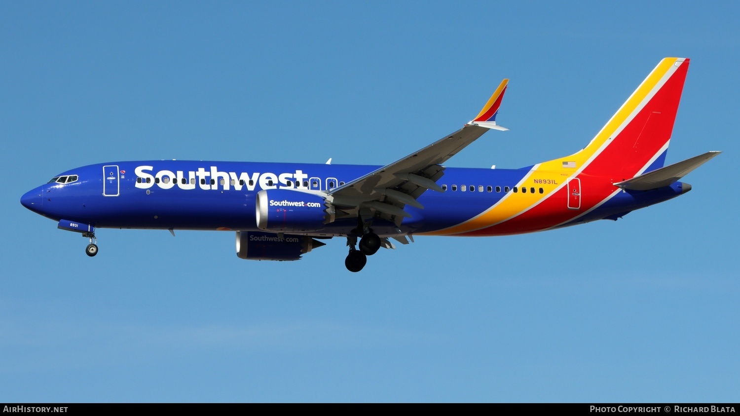 Aircraft Photo of N8931L | Boeing 737-8 Max 8 | Southwest Airlines | AirHistory.net #743850