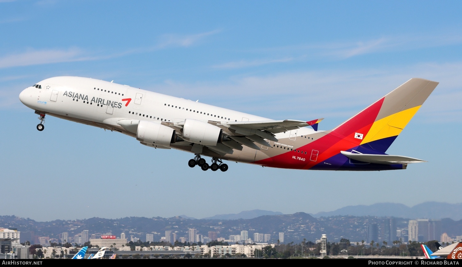 Aircraft Photo of HL7640 | Airbus A380-841 | Asiana Airlines | AirHistory.net #744626