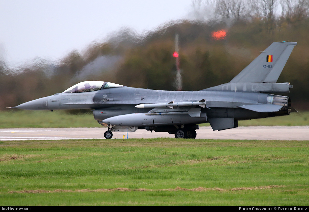 Aircraft Photo of FA-92 | General Dynamics F-16AM Fighting Falcon | Belgium - Air Force | AirHistory.net #744960