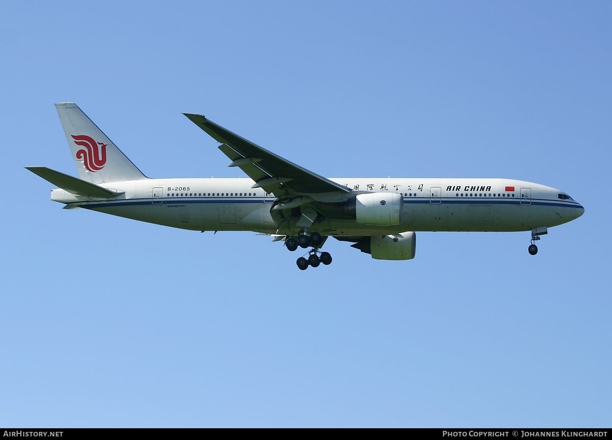 Aircraft Photo of B-2065 | Boeing 777-2J6 | Air China | AirHistory.net #747462