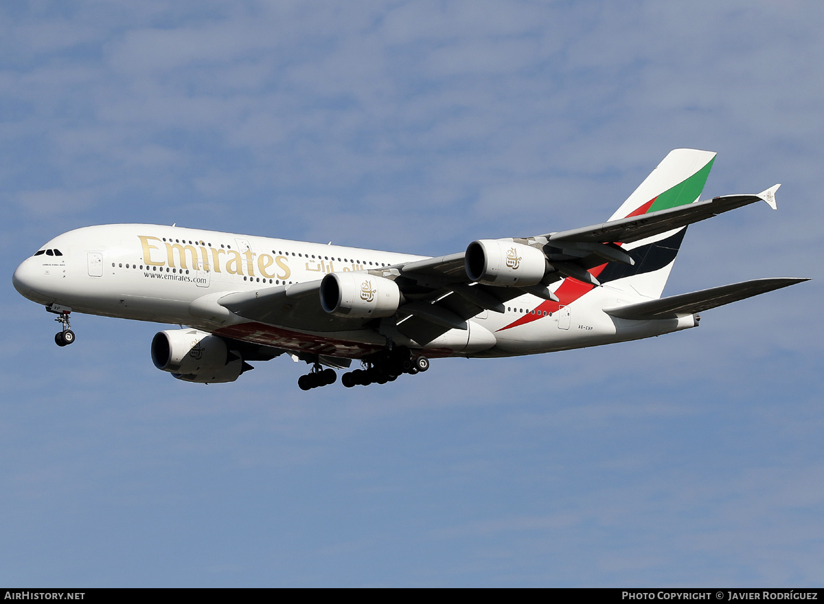 Aircraft Photo of A6-EVP | Airbus A380-842 | Emirates | AirHistory.net #748282