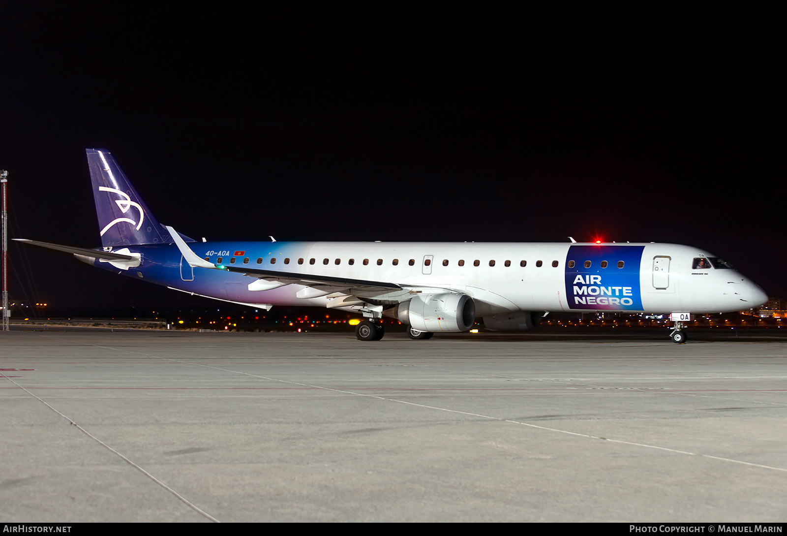 Aircraft Photo of 4O-AOA | Embraer 195LR (ERJ-190-200LR) | Air Montenegro | AirHistory.net #749283