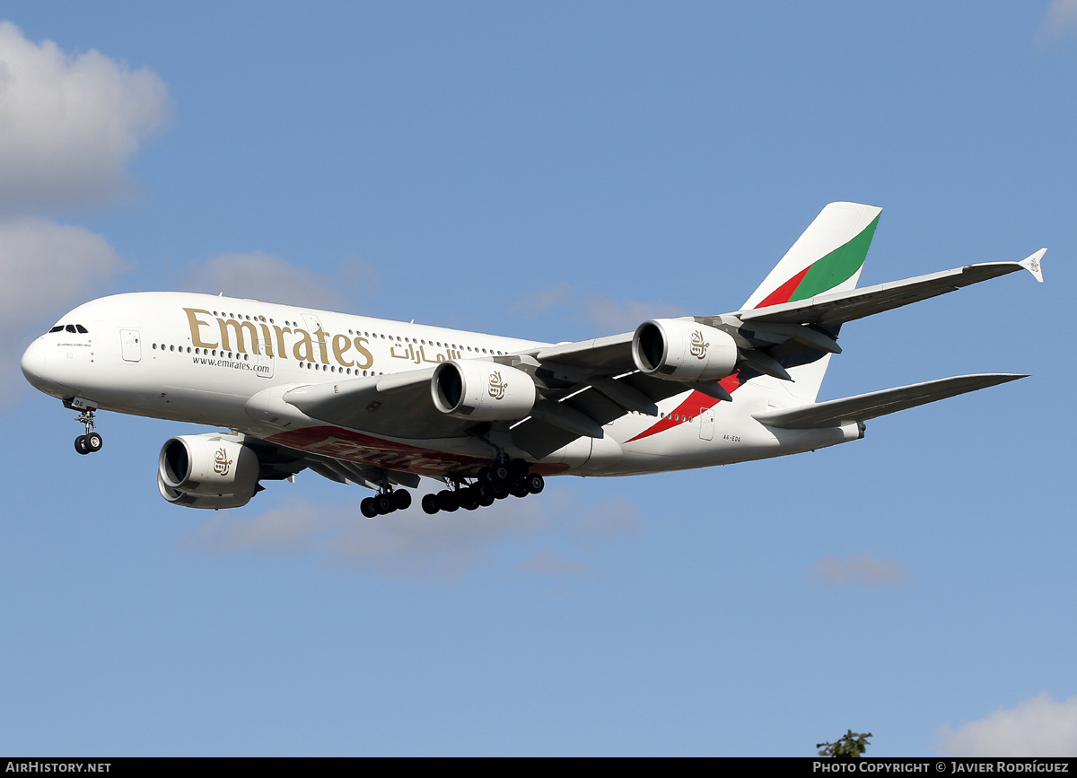 Aircraft Photo of A6-EDQ | Airbus A380-861 | Emirates | AirHistory.net #749677