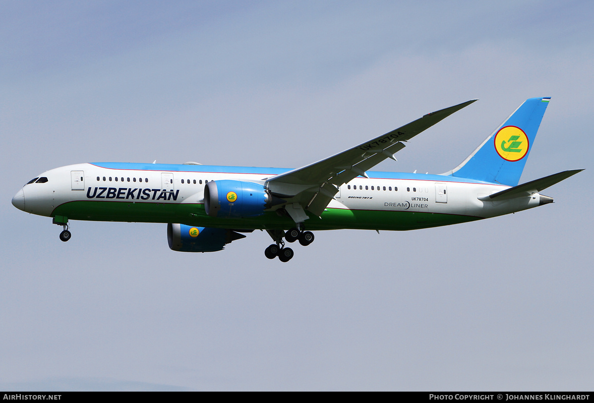 Aircraft Photo of UK78704 | Boeing 787-8 Dreamliner | Uzbekistan Airways | AirHistory.net #751448