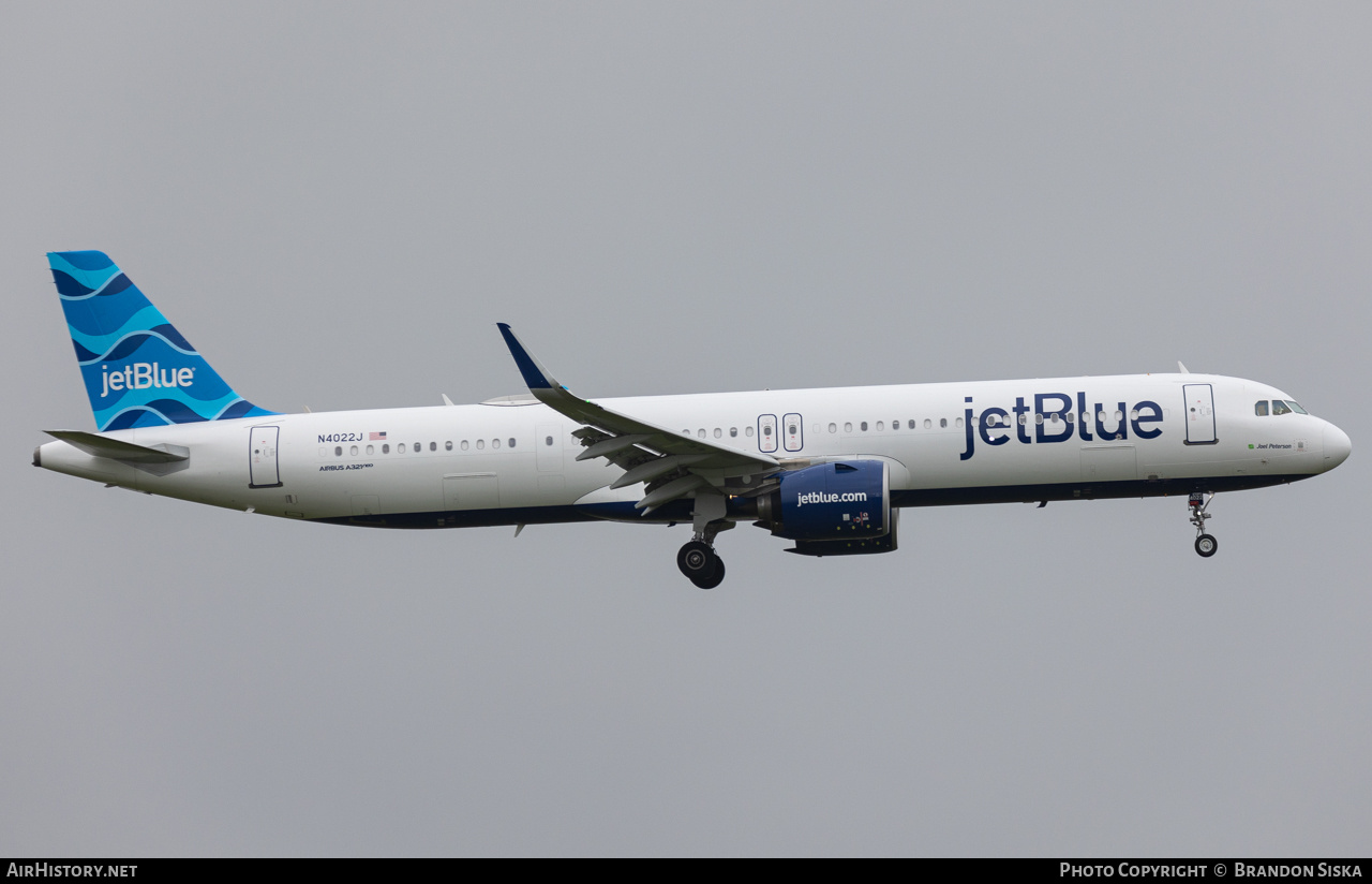 Aircraft Photo of N4022J | Airbus A321-271NXLR | JetBlue Airways | AirHistory.net #751633