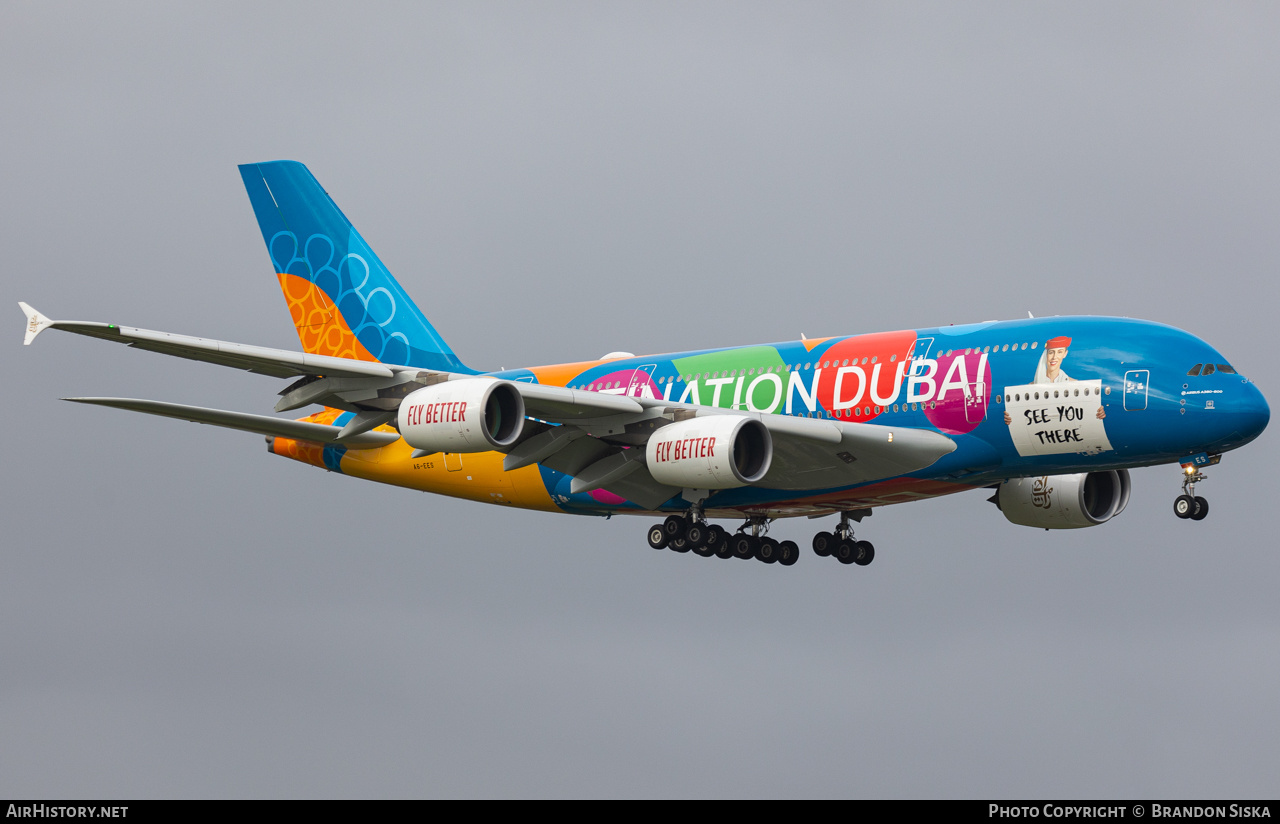 Aircraft Photo of A6-EES | Airbus A380-861 | Emirates | AirHistory.net #751824