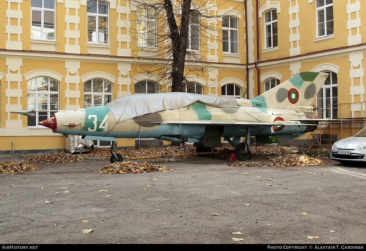 Aircraft Photo of 34 | Mikoyan-Gurevich MiG-21UM | Bulgaria - Air Force | AirHistory.net #753672