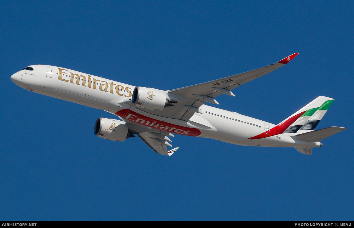 Aircraft Photo of A6-EXA | Airbus A350-941 | Emirates | AirHistory.net #754581