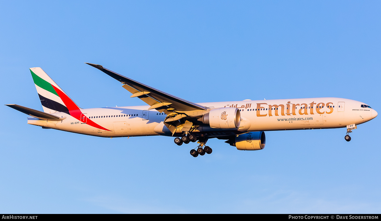Aircraft Photo of A6-EPF | Boeing 777-31H/ER | Emirates | AirHistory.net #757686