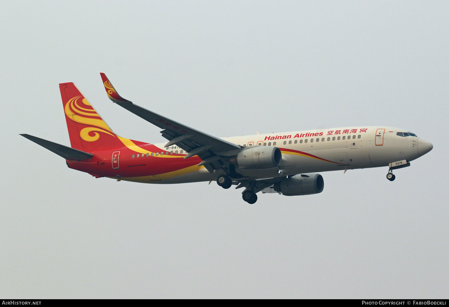 Aircraft Photo of B-5478 | Boeing 737-84P | Hainan Airlines | AirHistory.net #757713