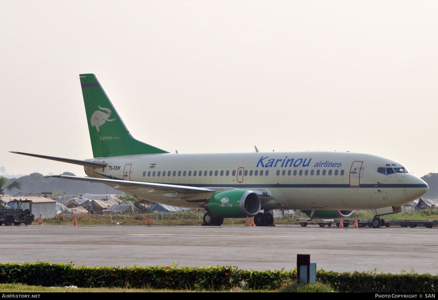 Aircraft Photo of TL-TSM | Boeing 737-36N | Karinou Airlines | AirHistory.net #759429